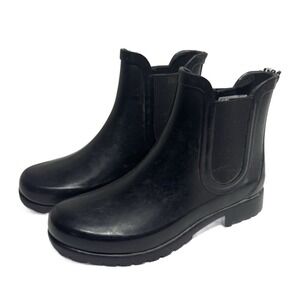 Michael Kors Tillie Chelsea Ankle Black Rubber Rain Boots Size 6 M Grunge
